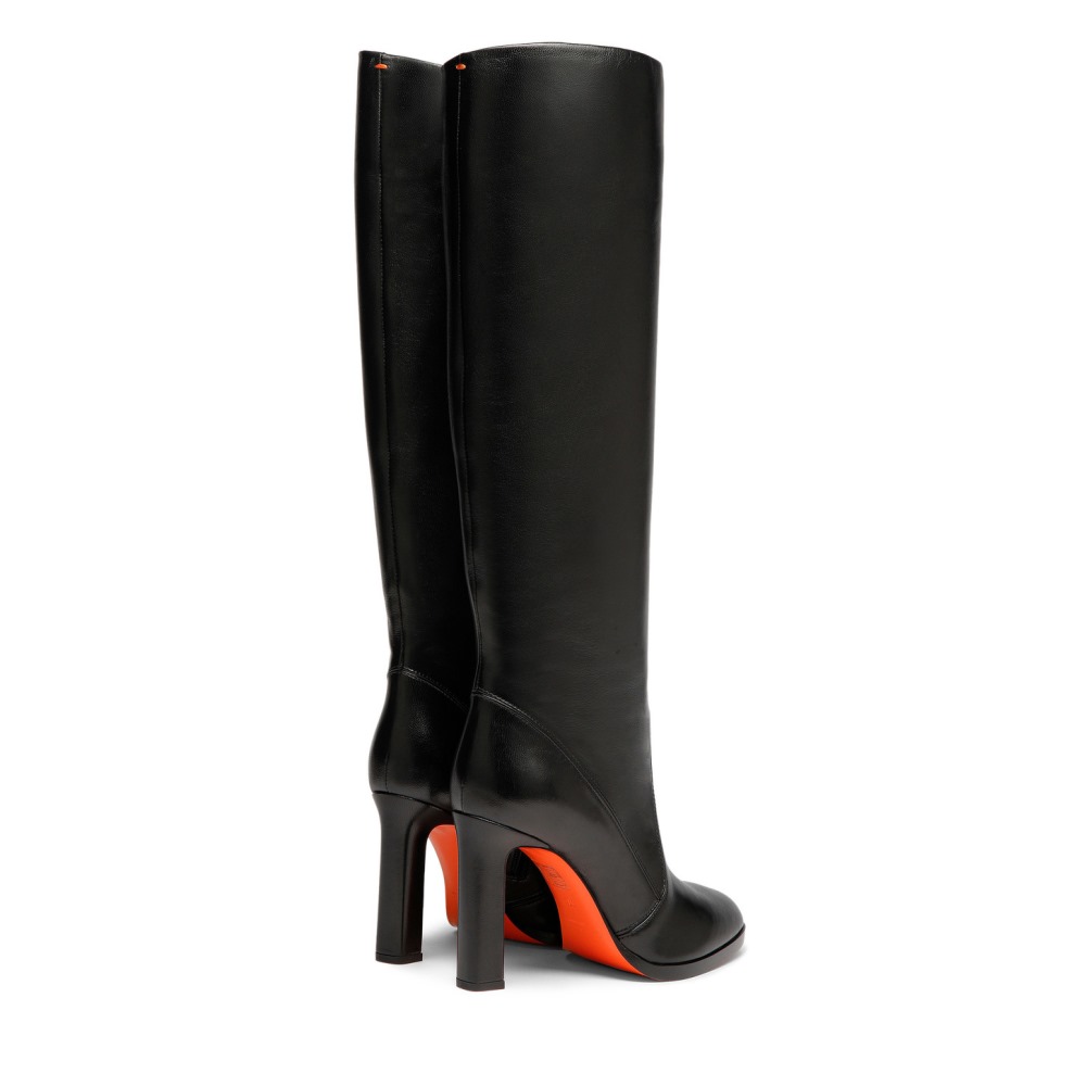 Stivale tacco alto da donna in pelle nera - Nero