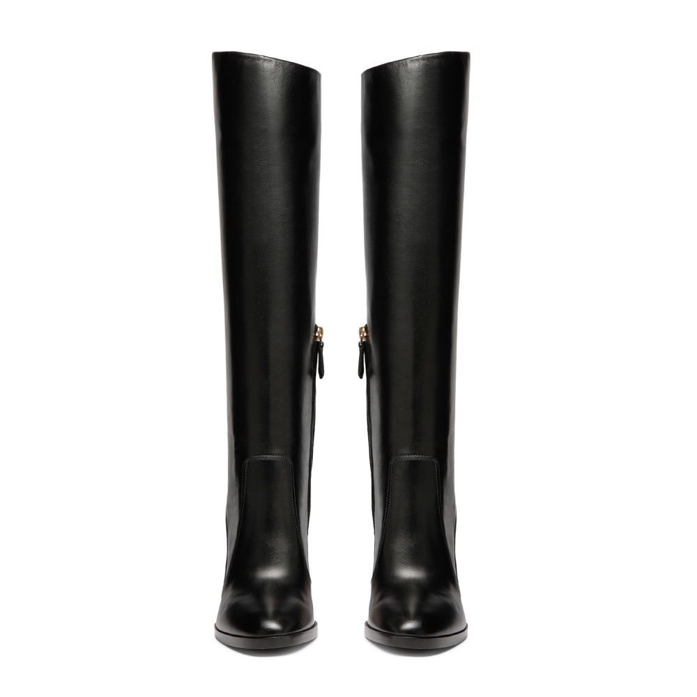 Stivale tacco alto da donna in pelle nera - Nero