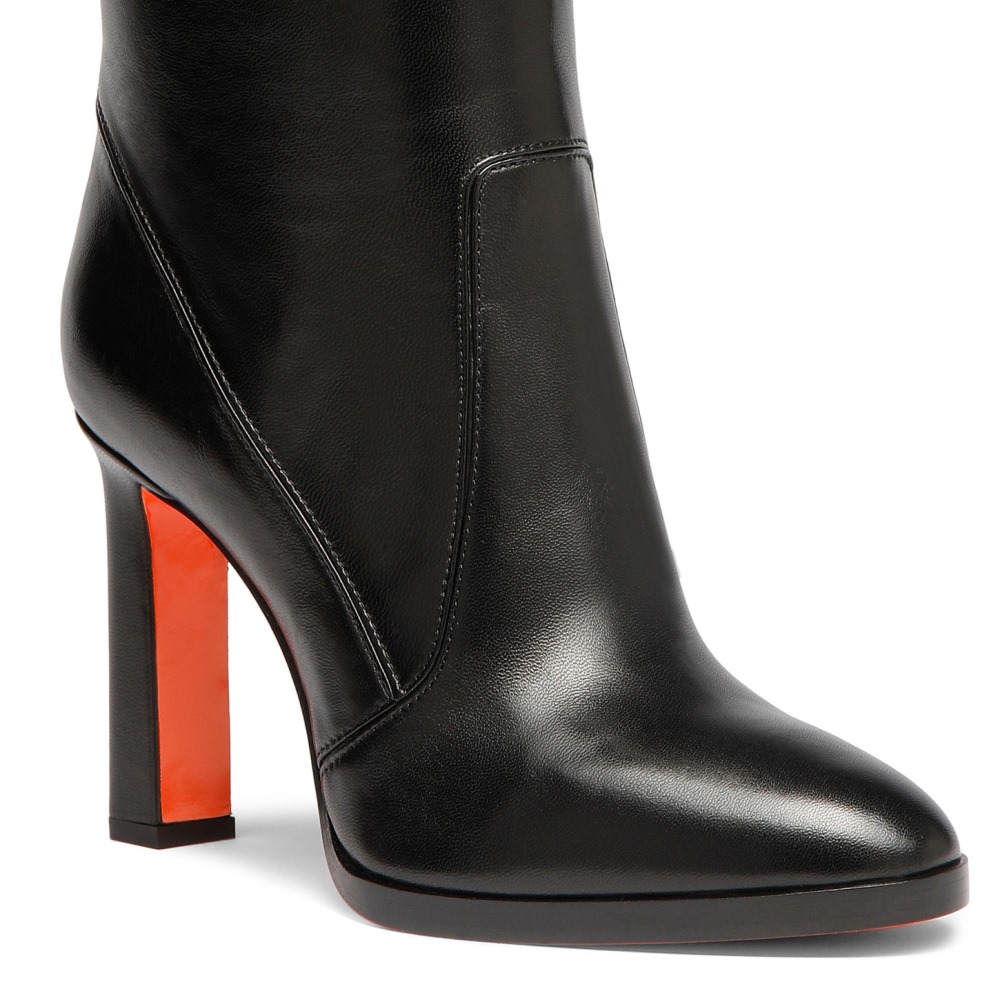 Stivale tacco alto da donna in pelle nera - Nero