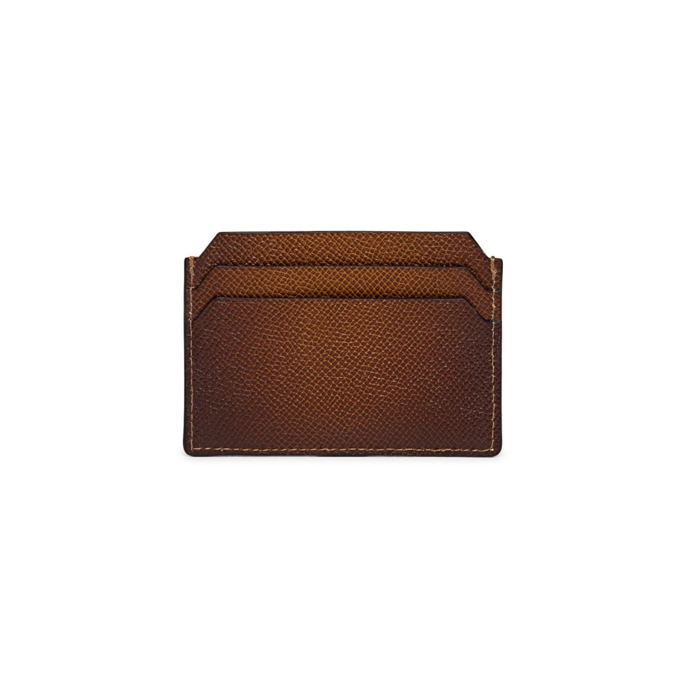 Porta carte di credito in saffiano marrone - Marrone medio
