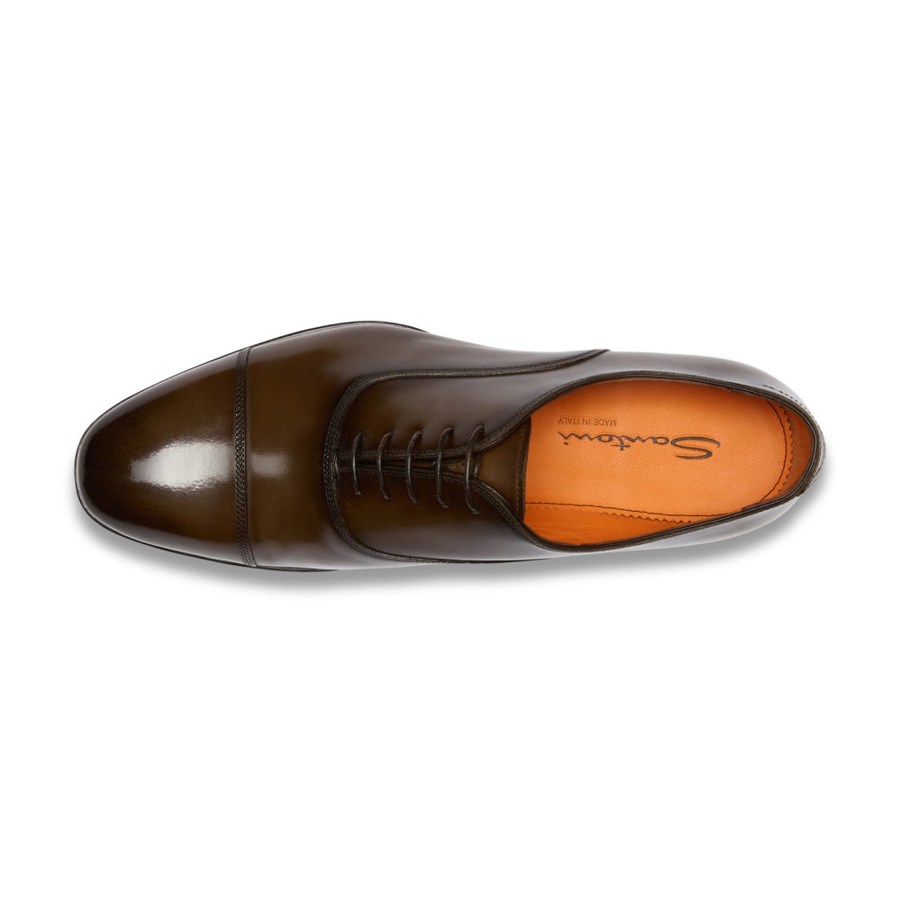 Stringata Oxford da uomo in pelle testa di moro - Testa di moro