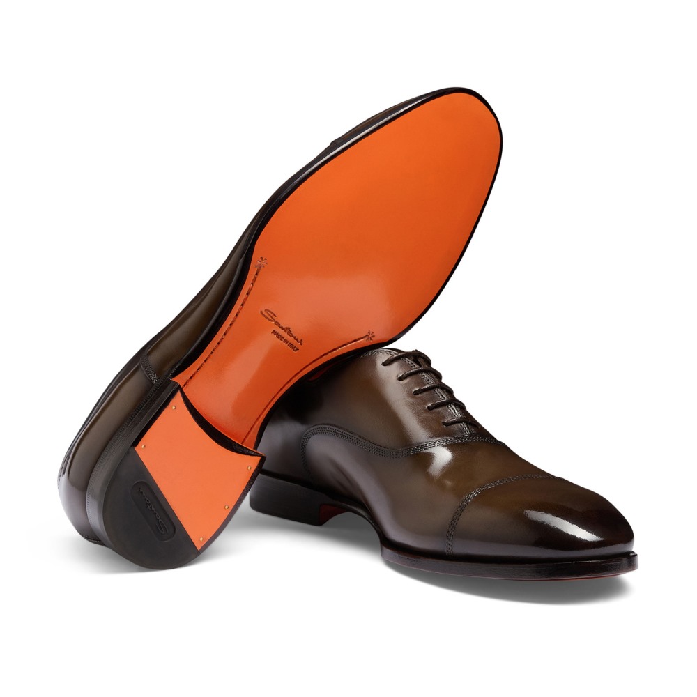 Stringata Oxford da uomo in pelle testa di moro - Testa di moro