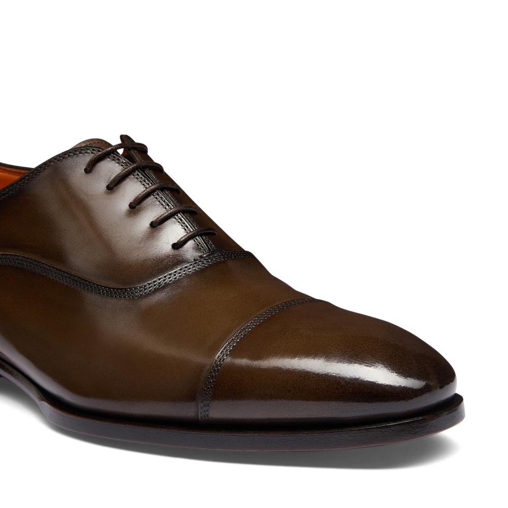 Stringata Oxford da uomo in pelle testa di moro - Testa di moro