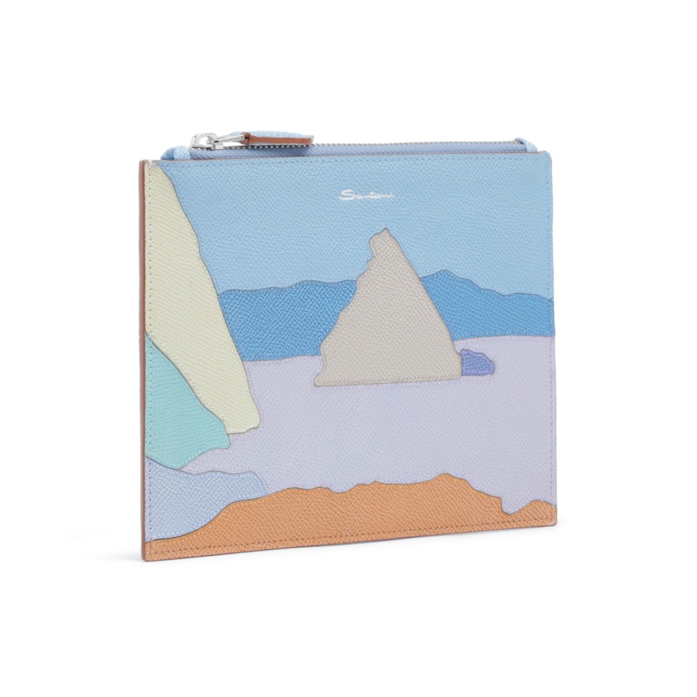 Pouch piccola in Saffiano azzurro - Azzurro