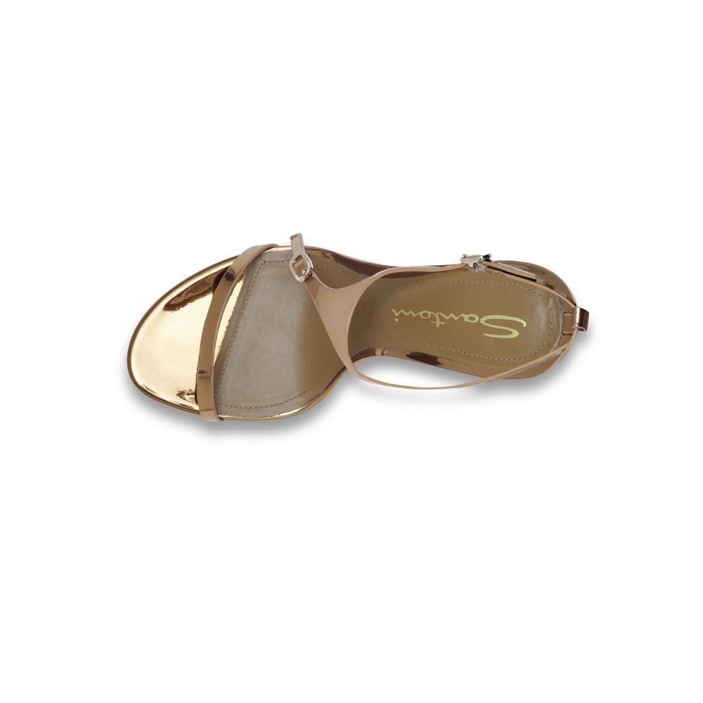 Sandalo tacco alto da donna in materiale specchiato oro - Oro