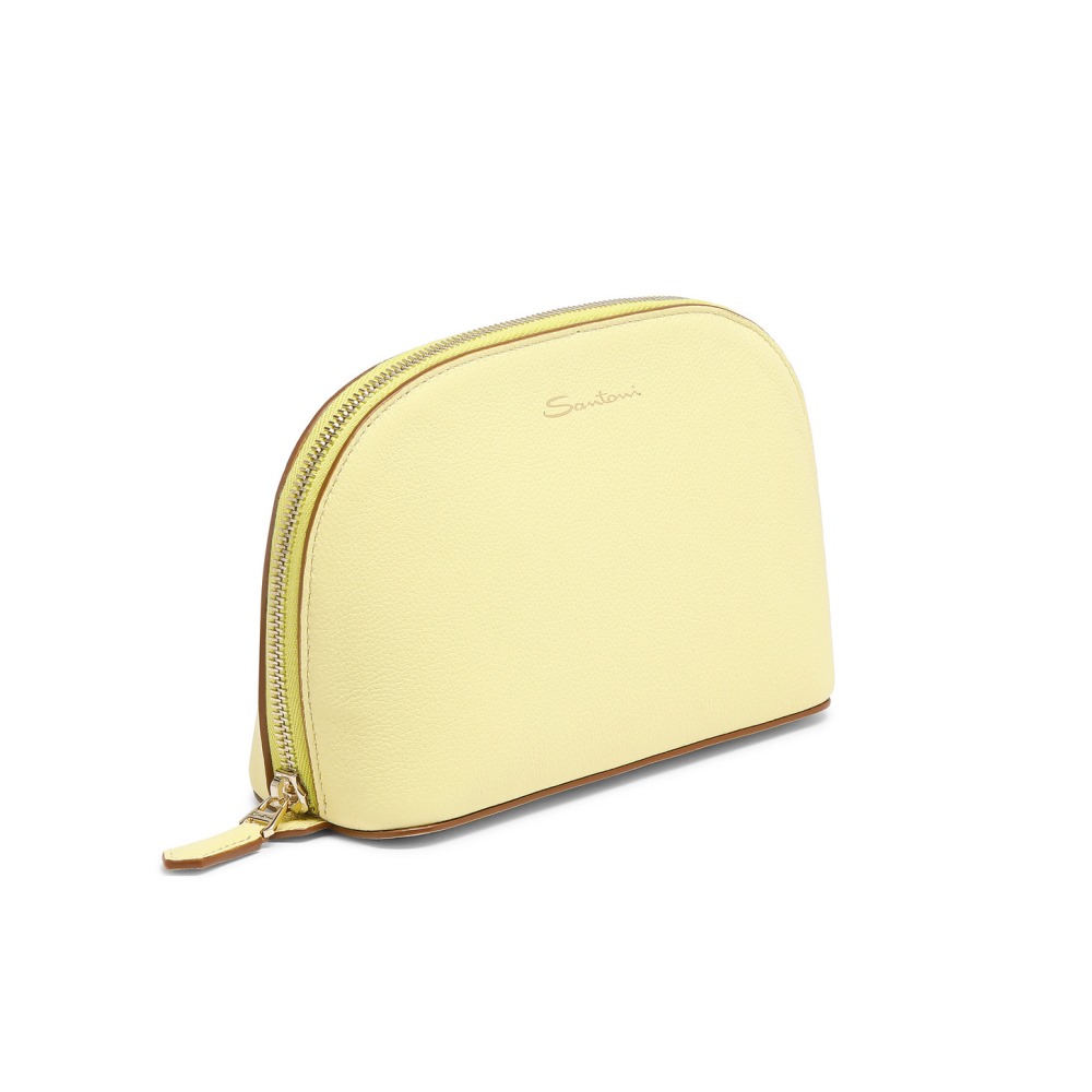 Pouch in pelle bottalata gialla - Giallo