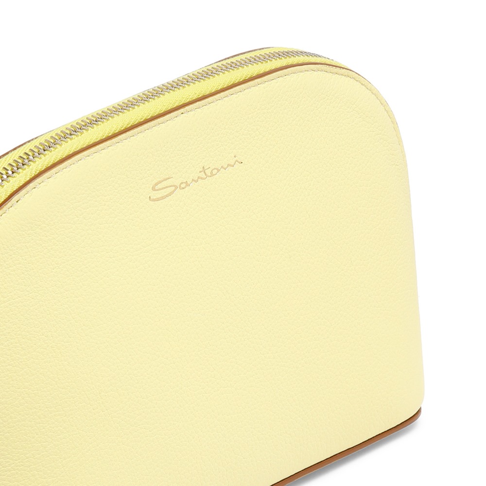 Pouch in pelle bottalata gialla - Giallo