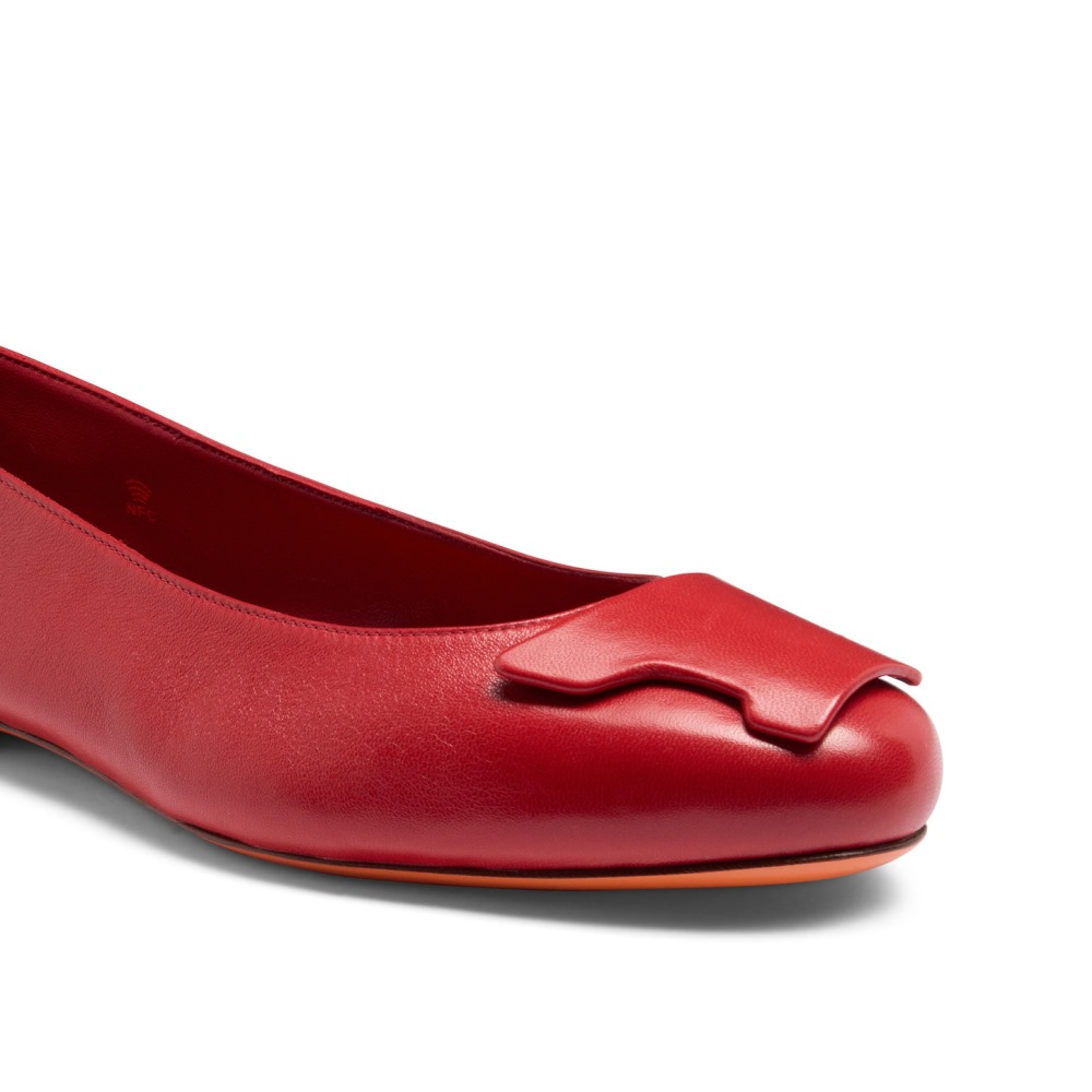 Ballerina da donna in pelle rossa - Rosso