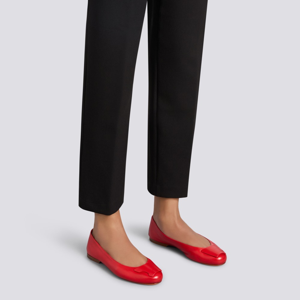 Ballerina da donna in pelle rossa - Rosso