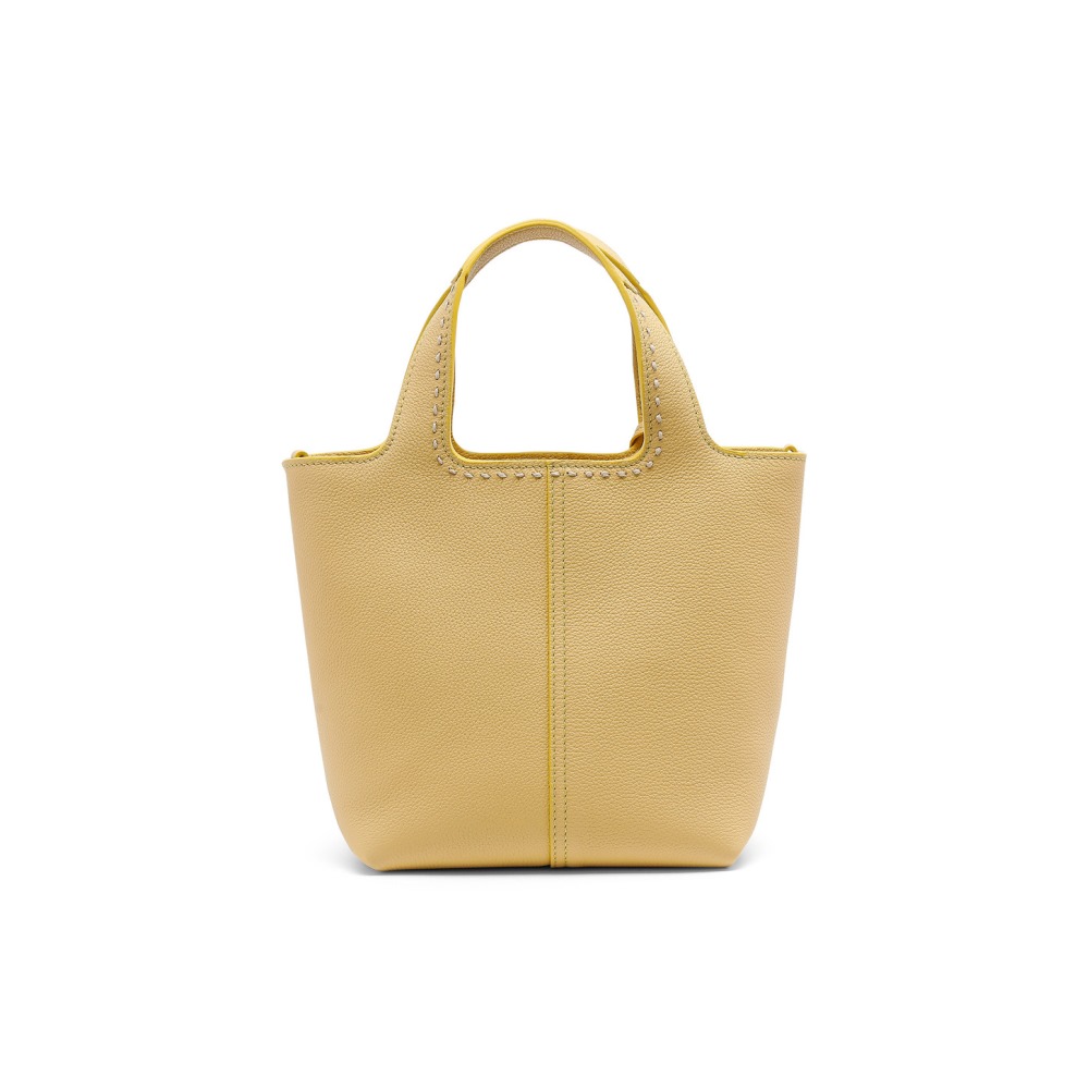 Borsa a mano in pelle bottalata gialla - Giallo