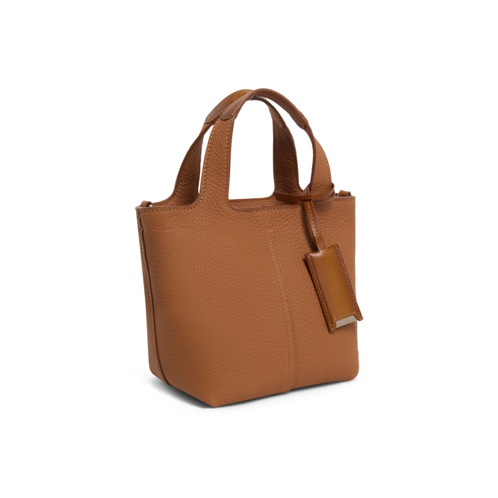 Borsa a mano in pelle bottalata marrone chiaro - Marrone chiaro