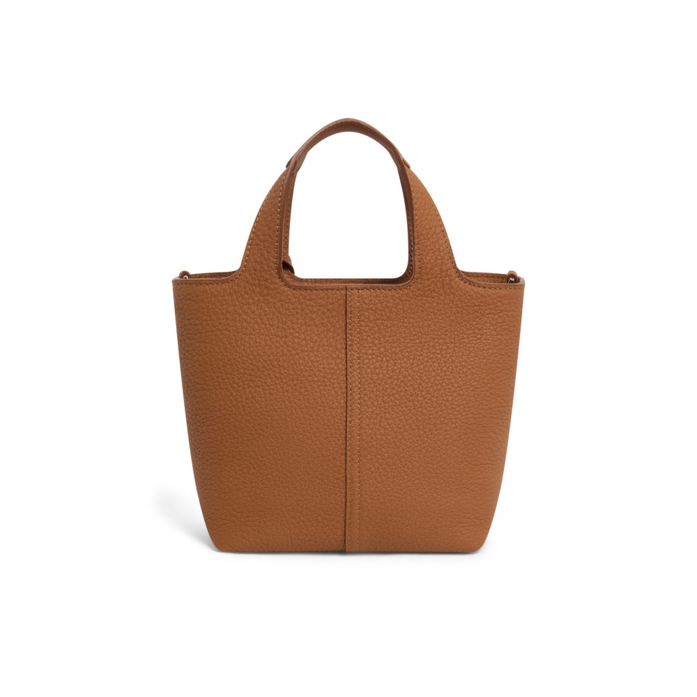 Borsa a mano in pelle bottalata marrone chiaro - Marrone chiaro
