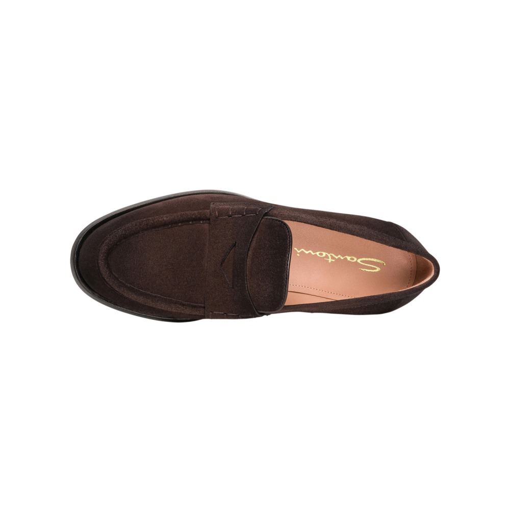 Mocassino penny da donna in suede testa di moro - Testa di moro