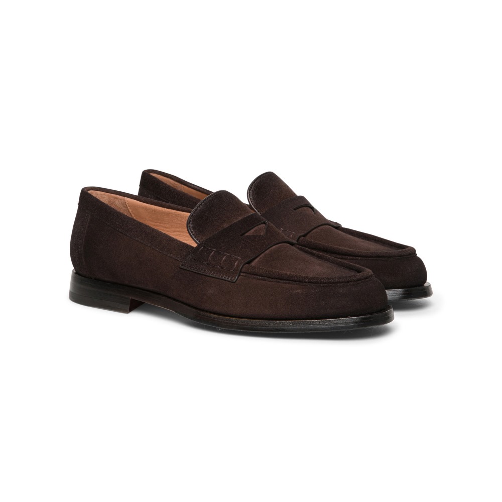 Mocassino penny da donna in suede testa di moro - Testa di moro