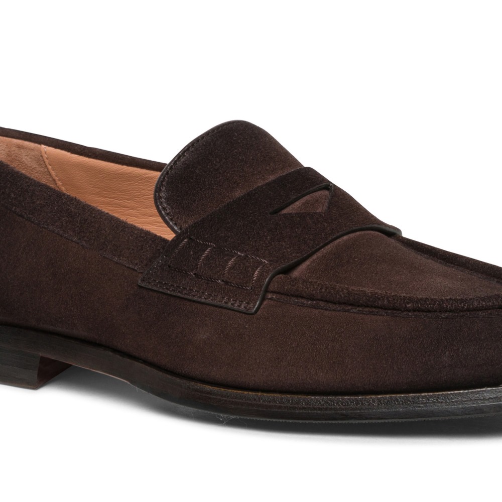 Mocassino penny da donna in suede testa di moro - Testa di moro