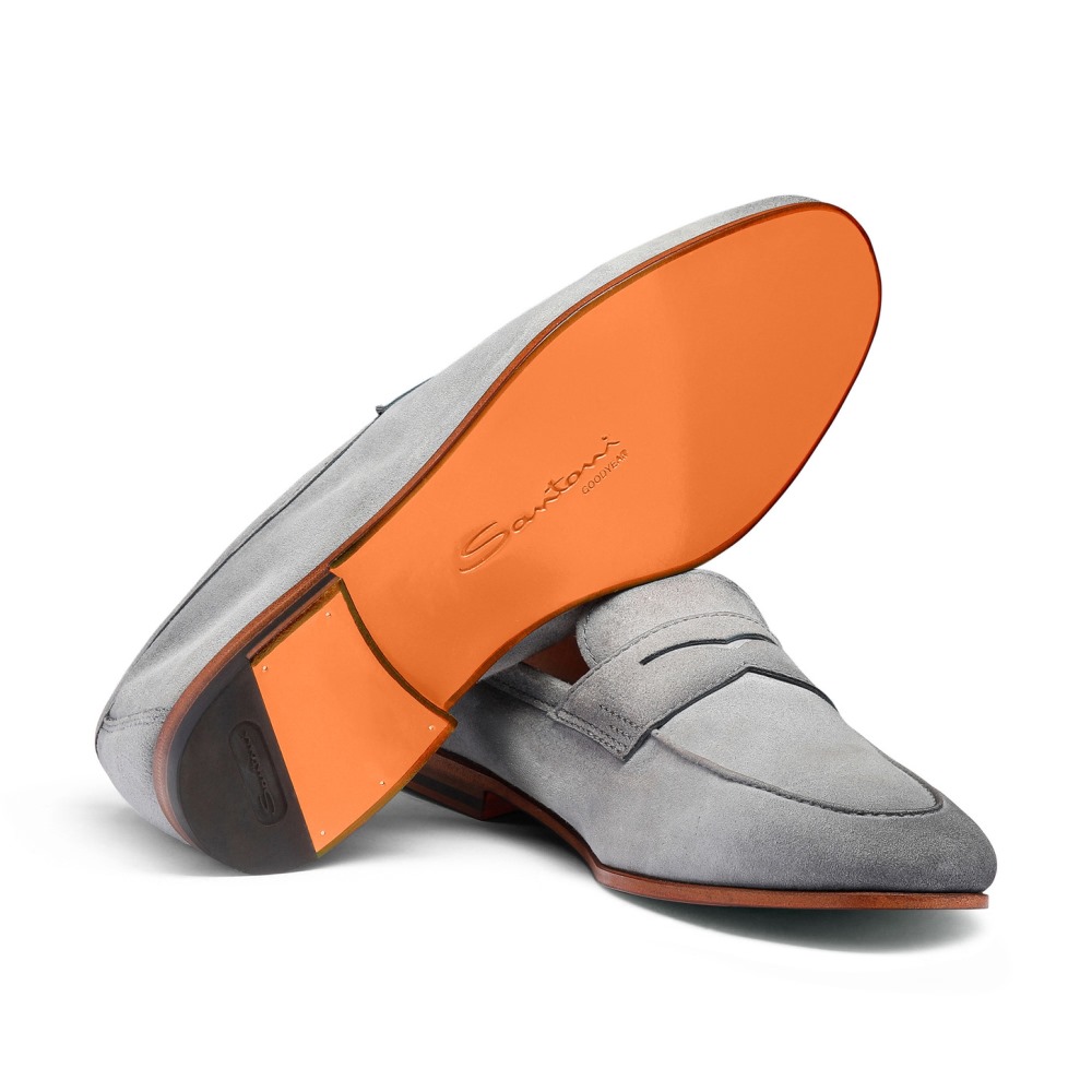 Mocassino Carlo da uomo in suede azzurro - Azzurro