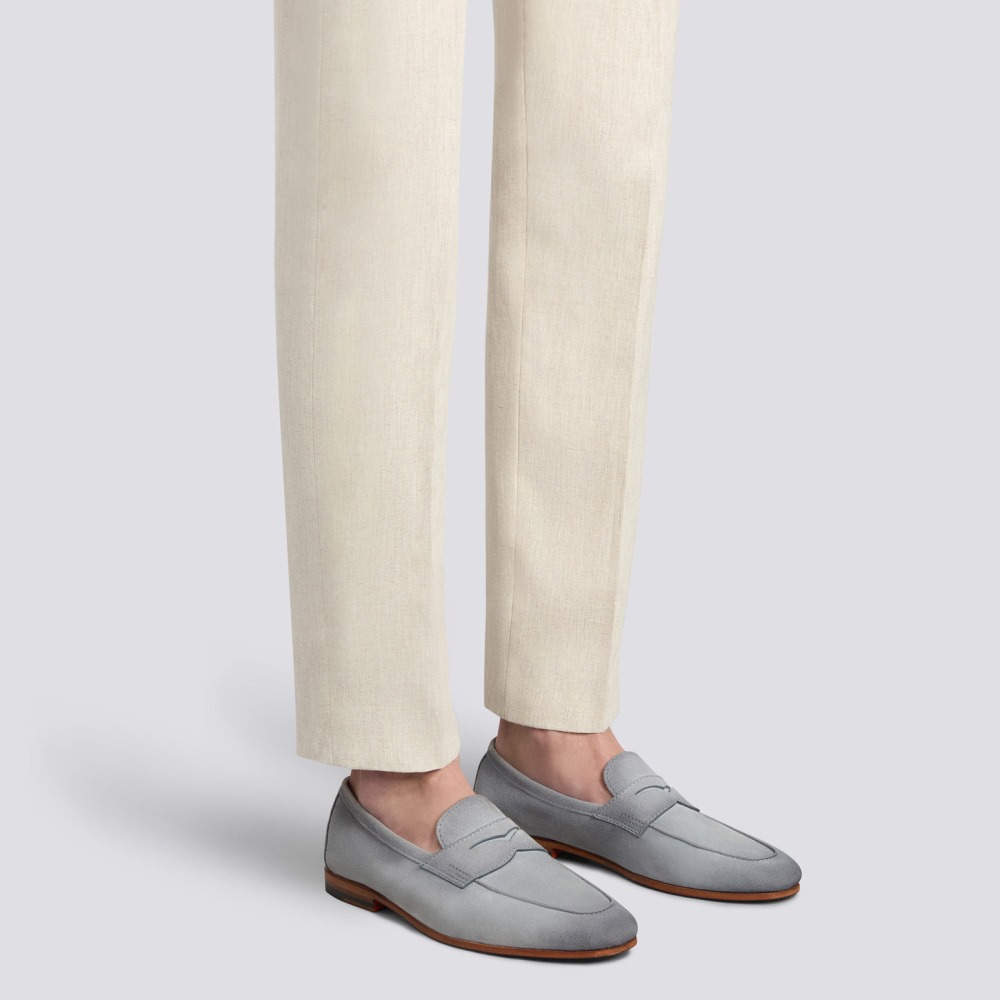 Mocassino Carlo da uomo in suede azzurro - Azzurro