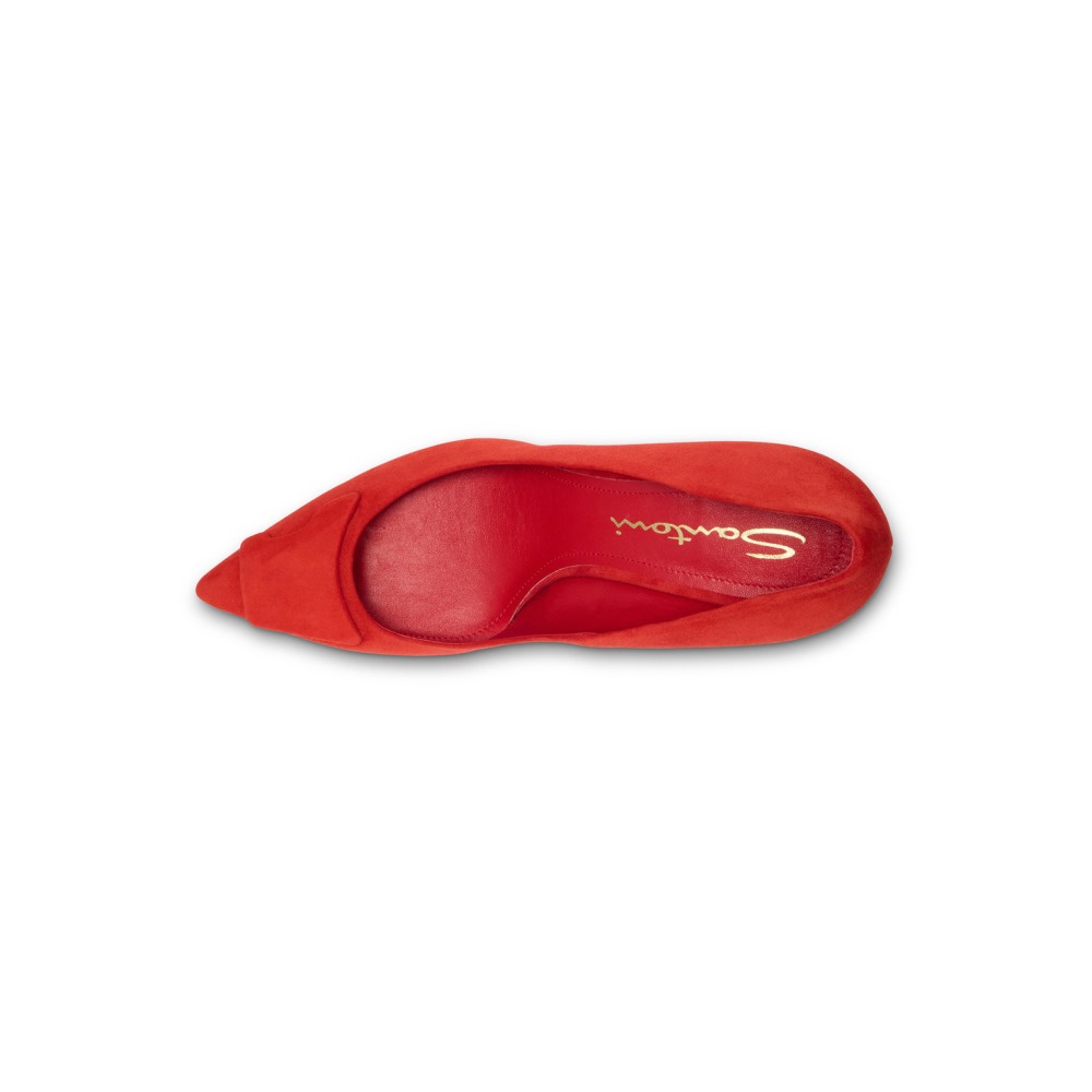 Décolletés tacco alto Santoni Sibille da donna in suede rosso - Rosso