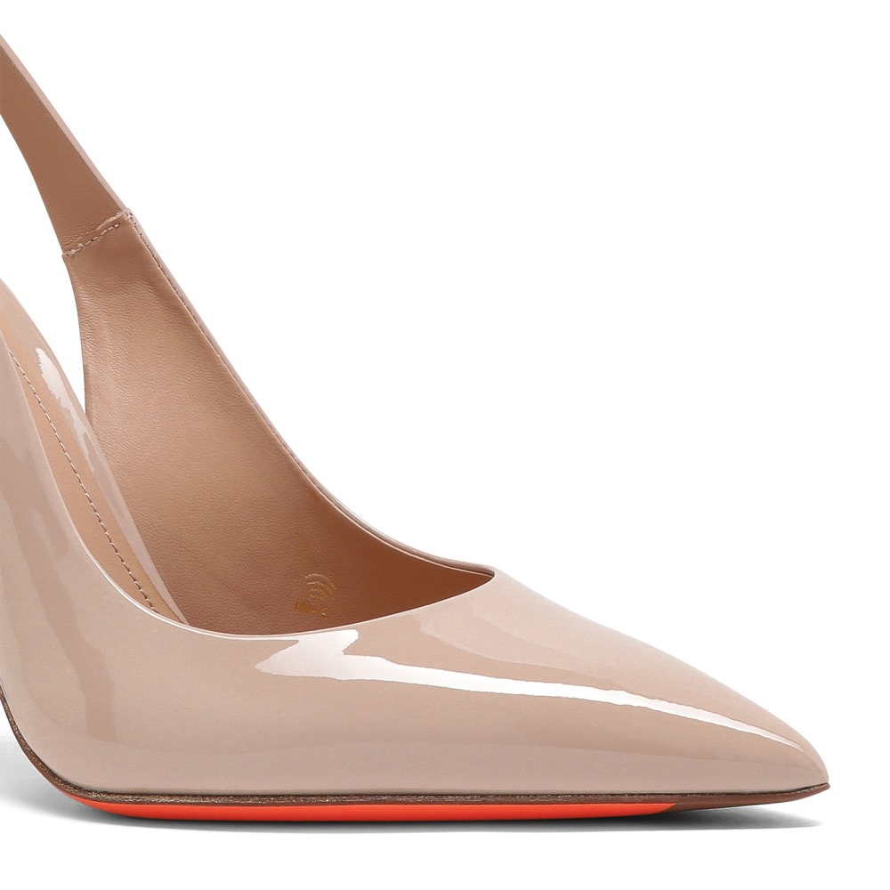 Slingback tacco alto da donna in vernice rosa - Rosa