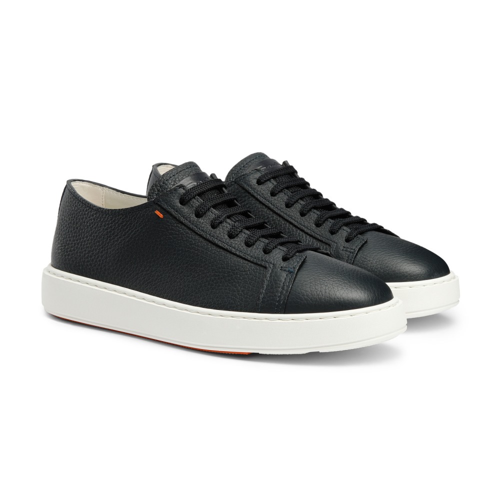 Sneaker da uomo in pelle bottalata blu - Blu