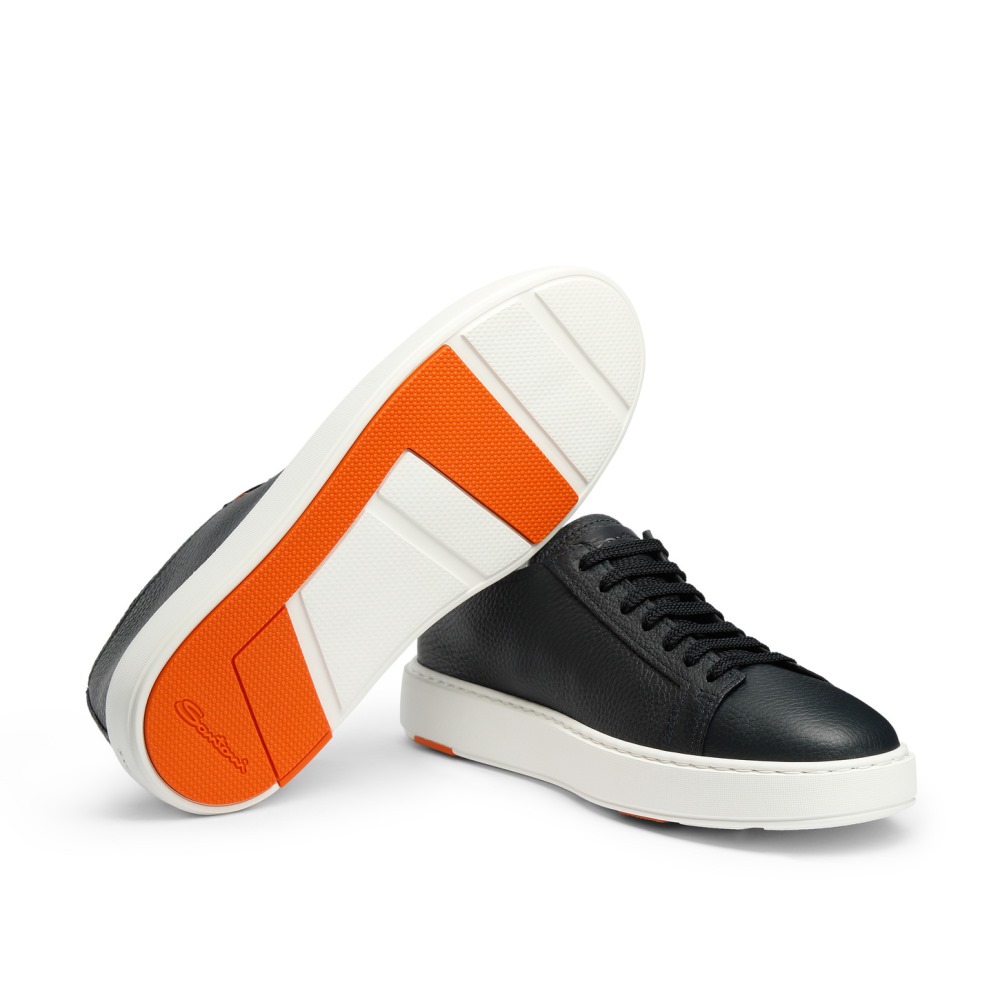 Sneaker da uomo in pelle bottalata blu - Blu