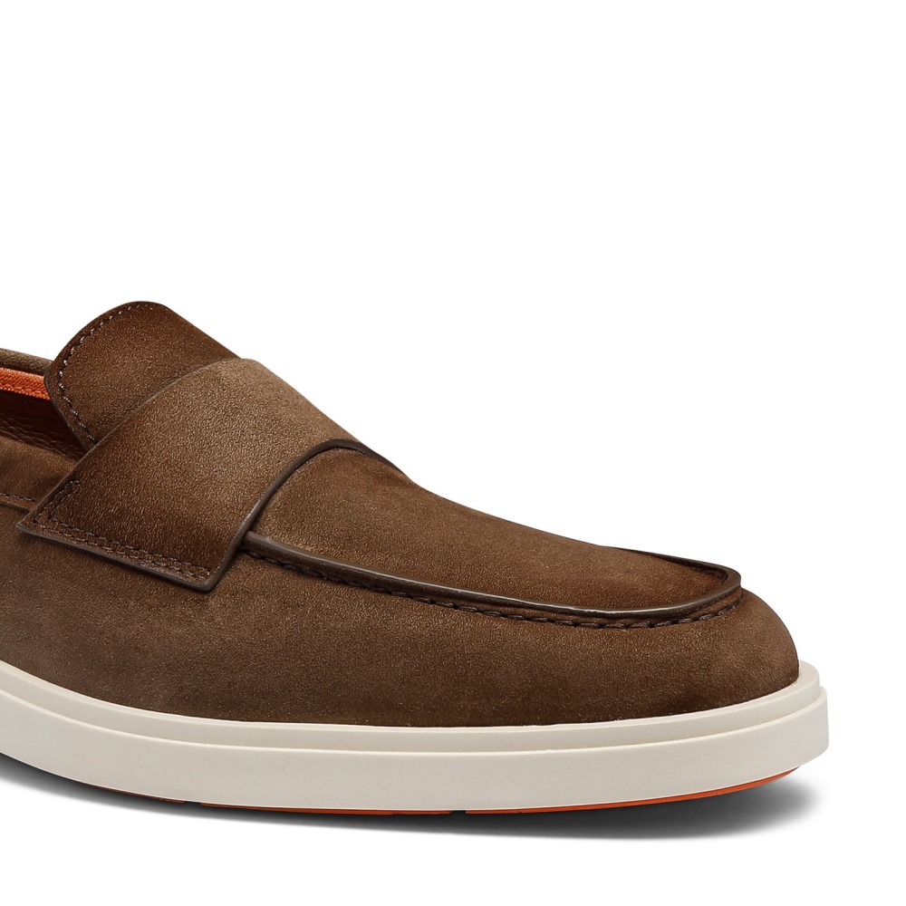 Mocassino penny da uomo in suede marrone - Marrone