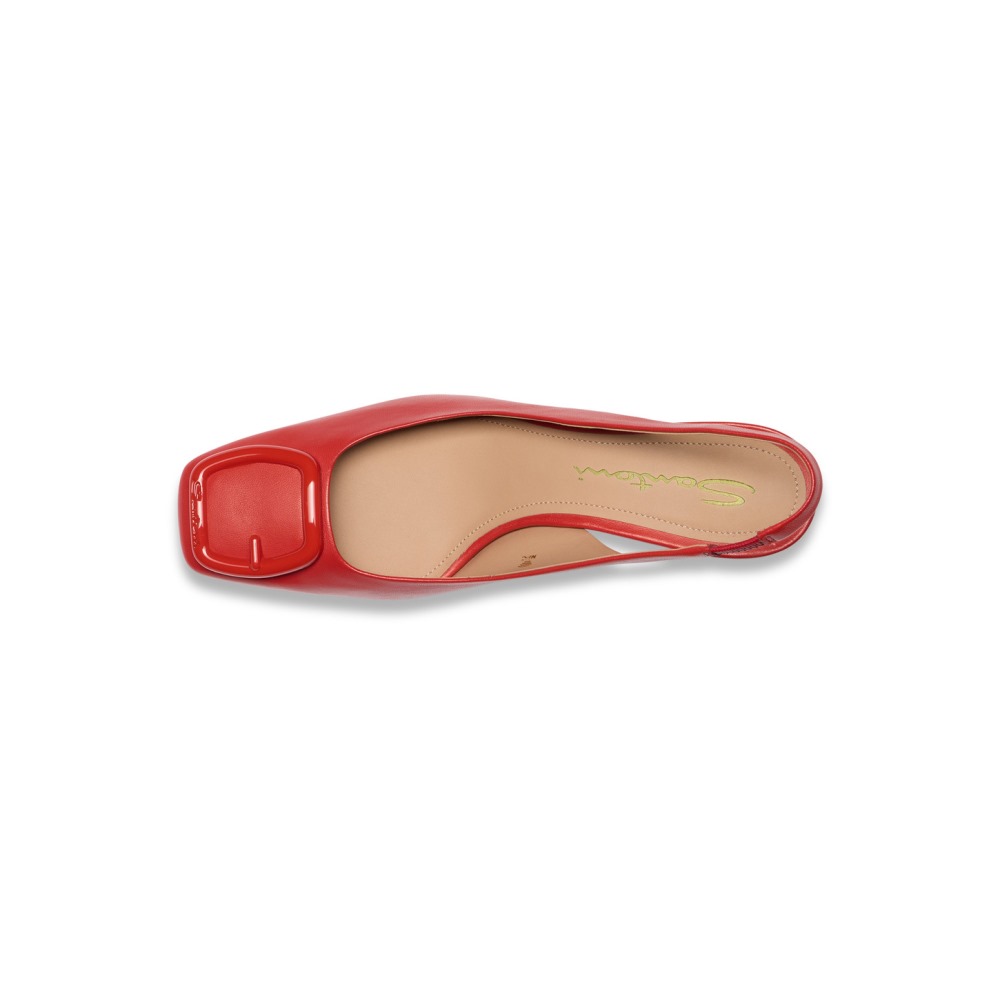 Slingback tacco medio da donna in pelle rossa - Rosso