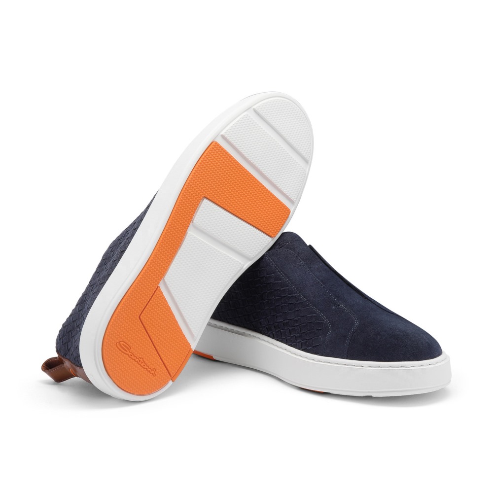 Sneaker slip-on da uomo in suede intrecciato blu - Blu