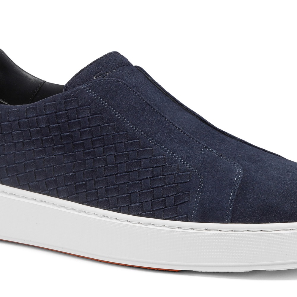 Sneaker slip-on da uomo in suede intrecciato blu - Blu