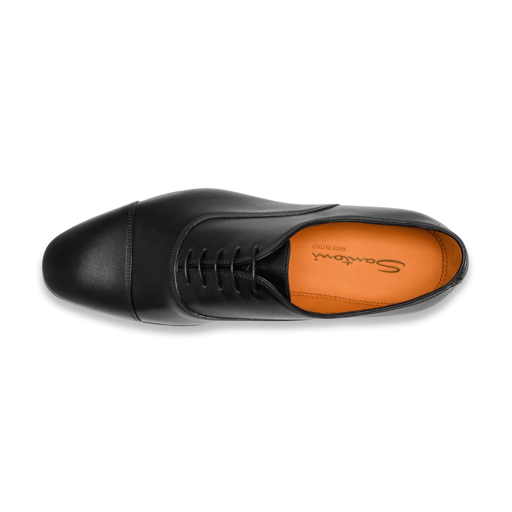 Stringata Oxford da uomo in pelle nera - Nero