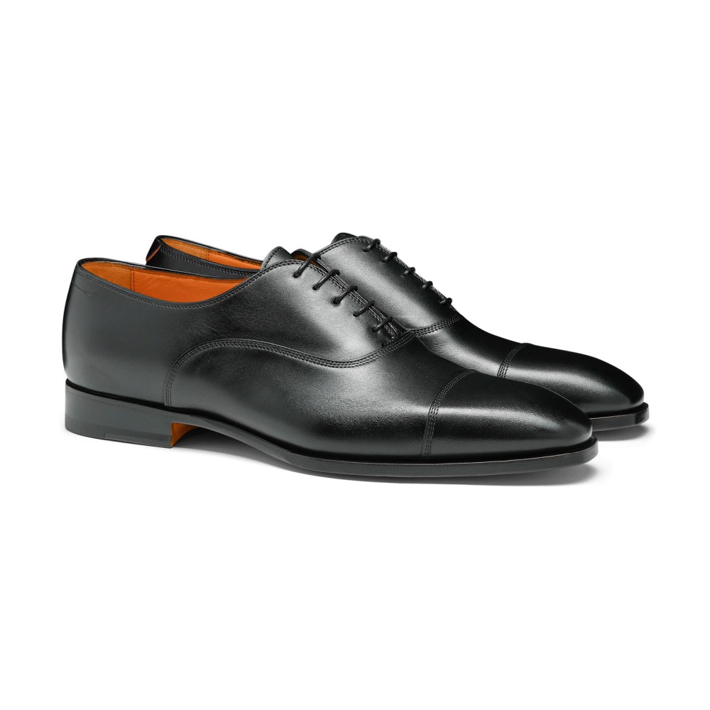 Stringata Oxford da uomo in pelle nera - Nero