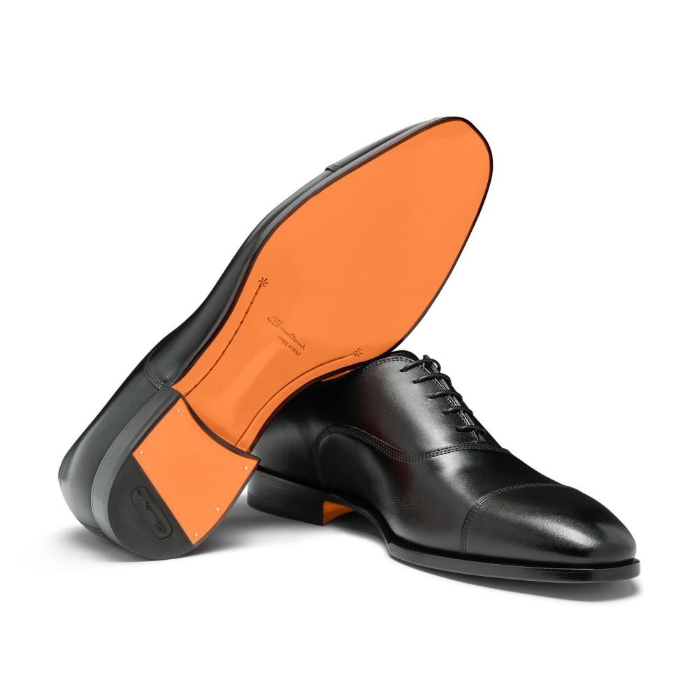 Stringata Oxford da uomo in pelle nera - Nero