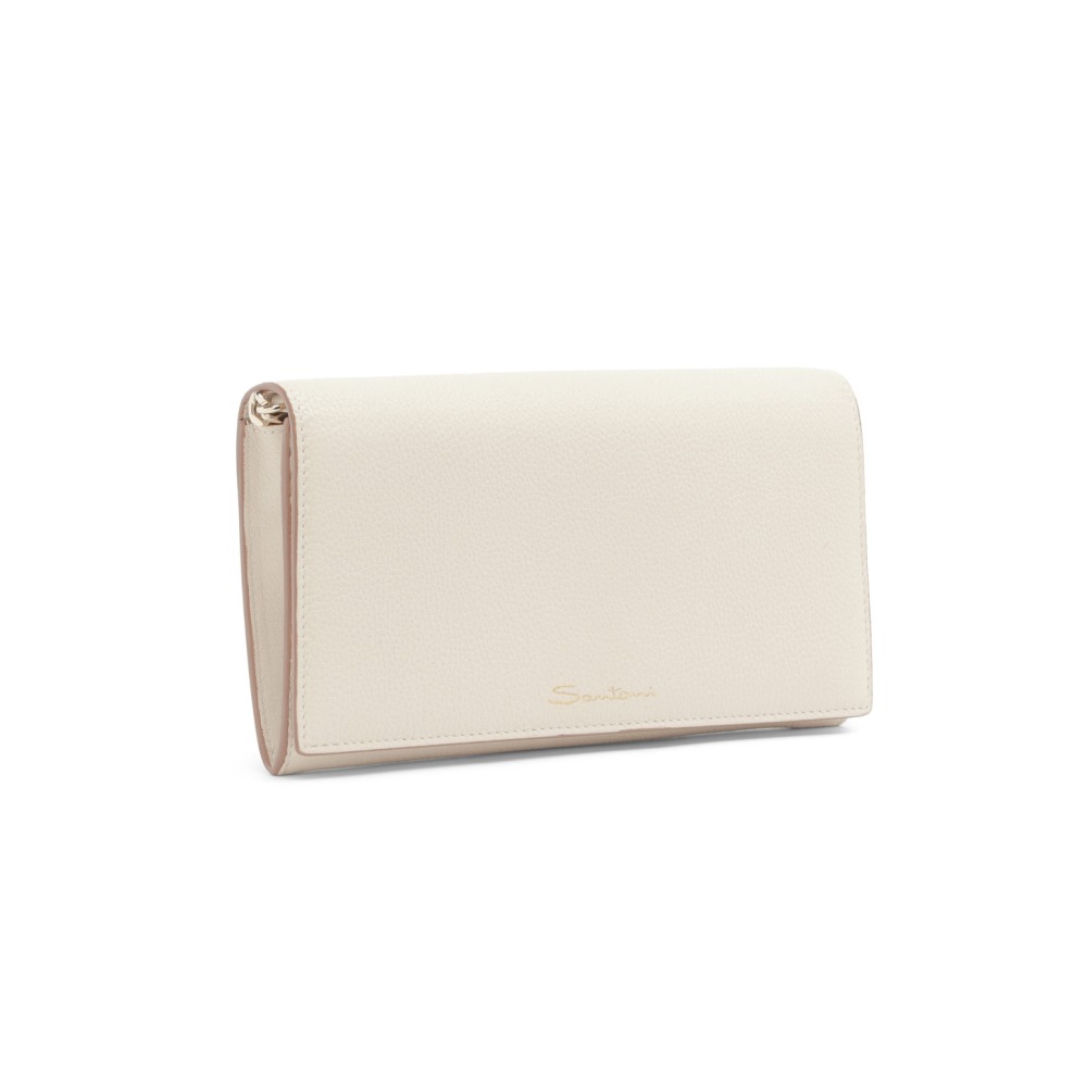 Borsa a tracolla in pelle bottalata bianca - Bianco