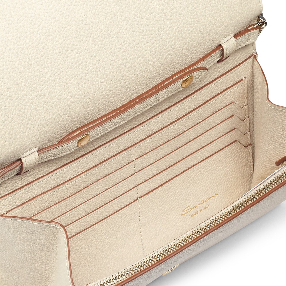 Borsa a tracolla in pelle bottalata bianca - Bianco