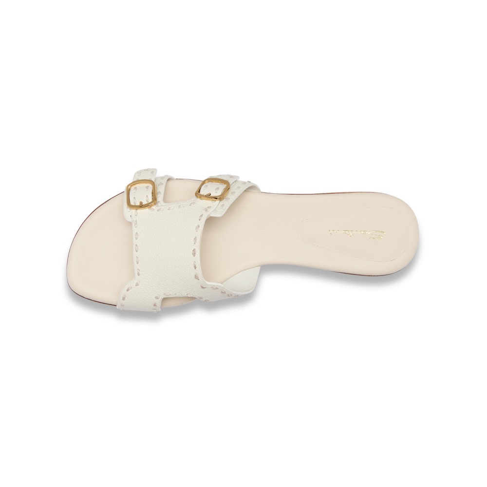 Sandalo slide Didi con doppia fibbia da donna in pelle bianca - Bianco