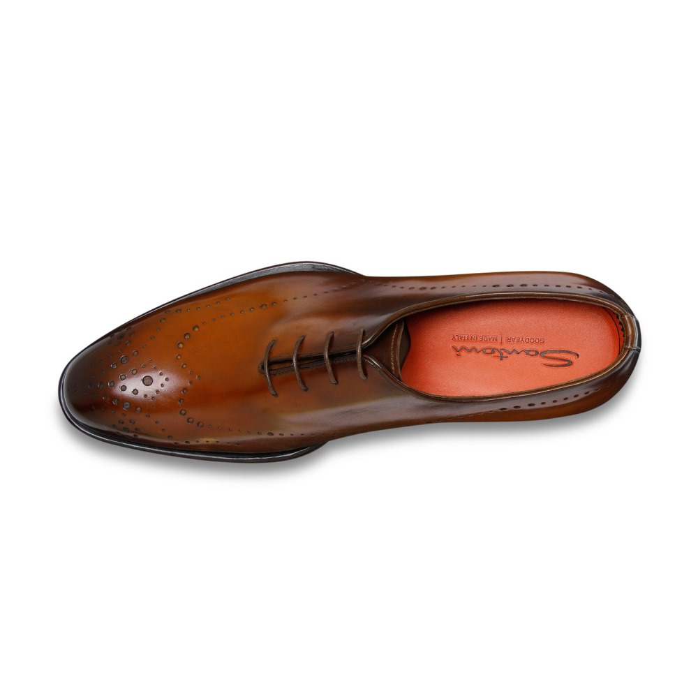 Stringata Oxford da uomo in pelle marrone - Marrone