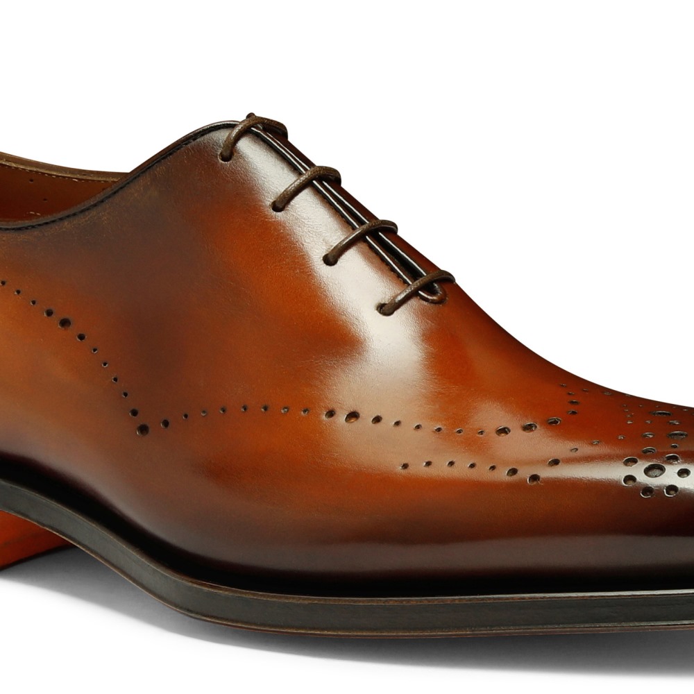 Stringata Oxford da uomo in pelle marrone - Marrone