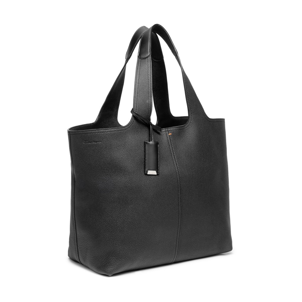 Borsa in pelle bottalata nera - Nero