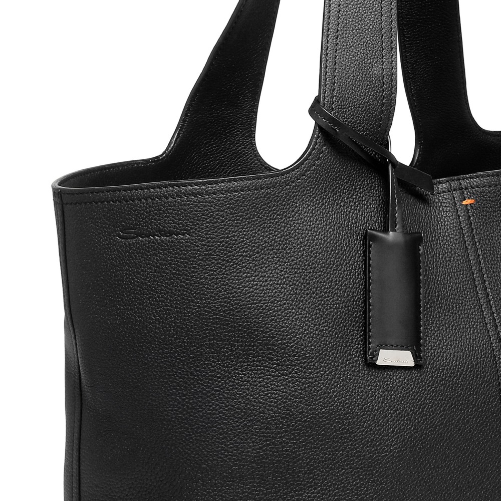 Borsa in pelle bottalata nera - Nero