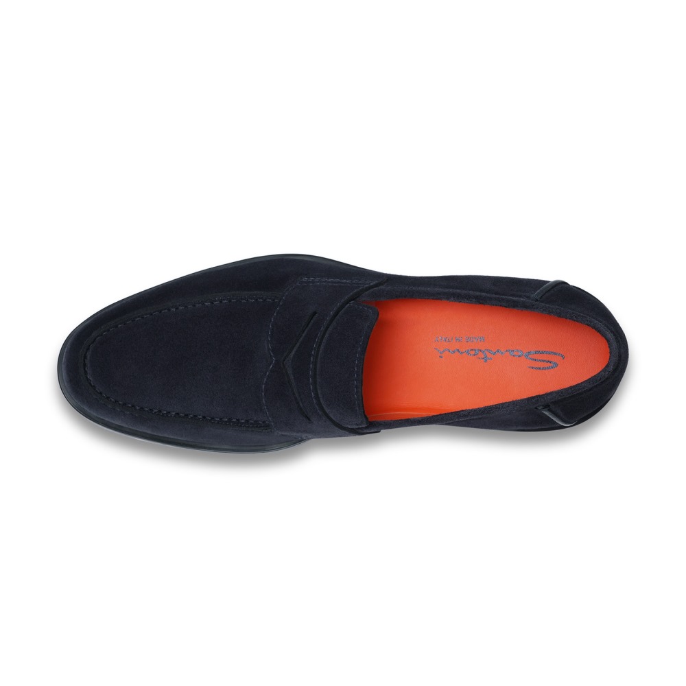 Mocassino penny da uomo in suede blu - Blu