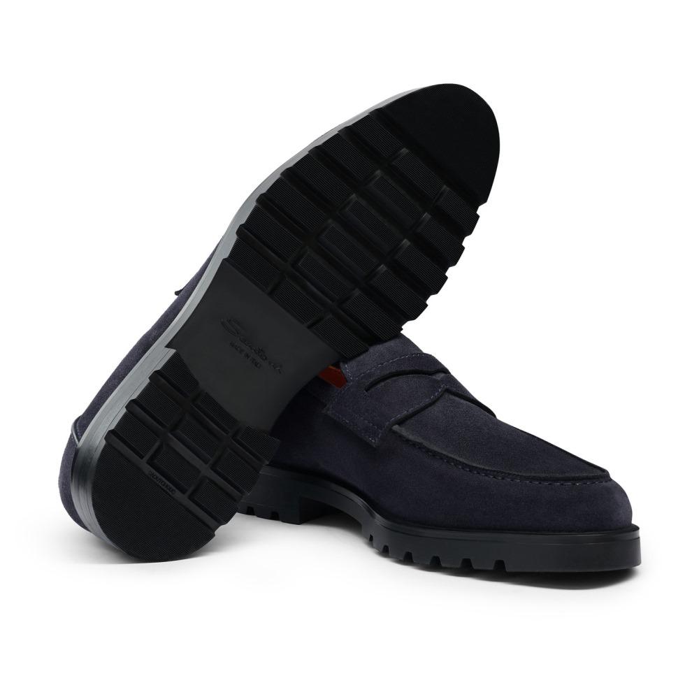 Mocassino penny da uomo in suede blu - Blu