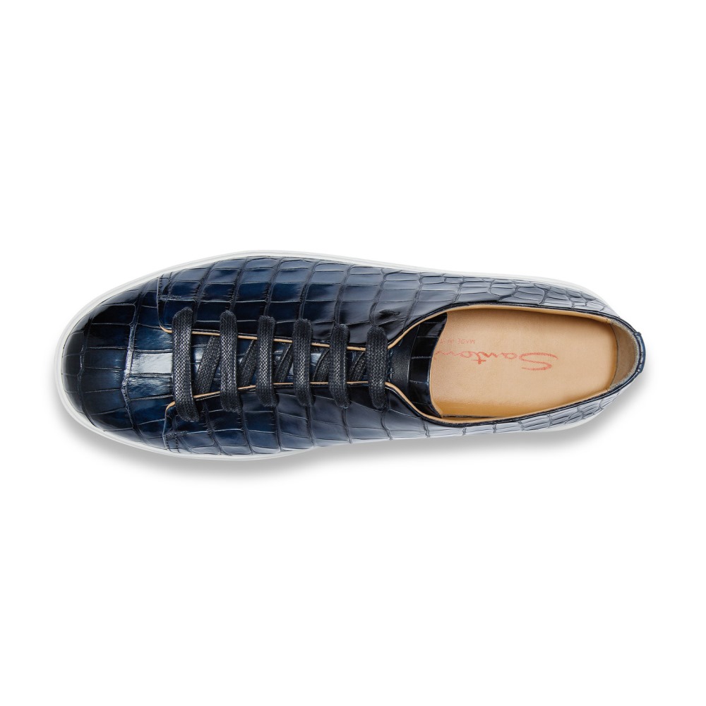 Sneaker da uomo in alligatore blu - Blu