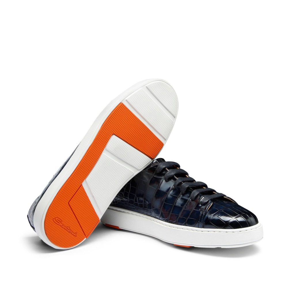Sneaker da uomo in alligatore blu - Blu