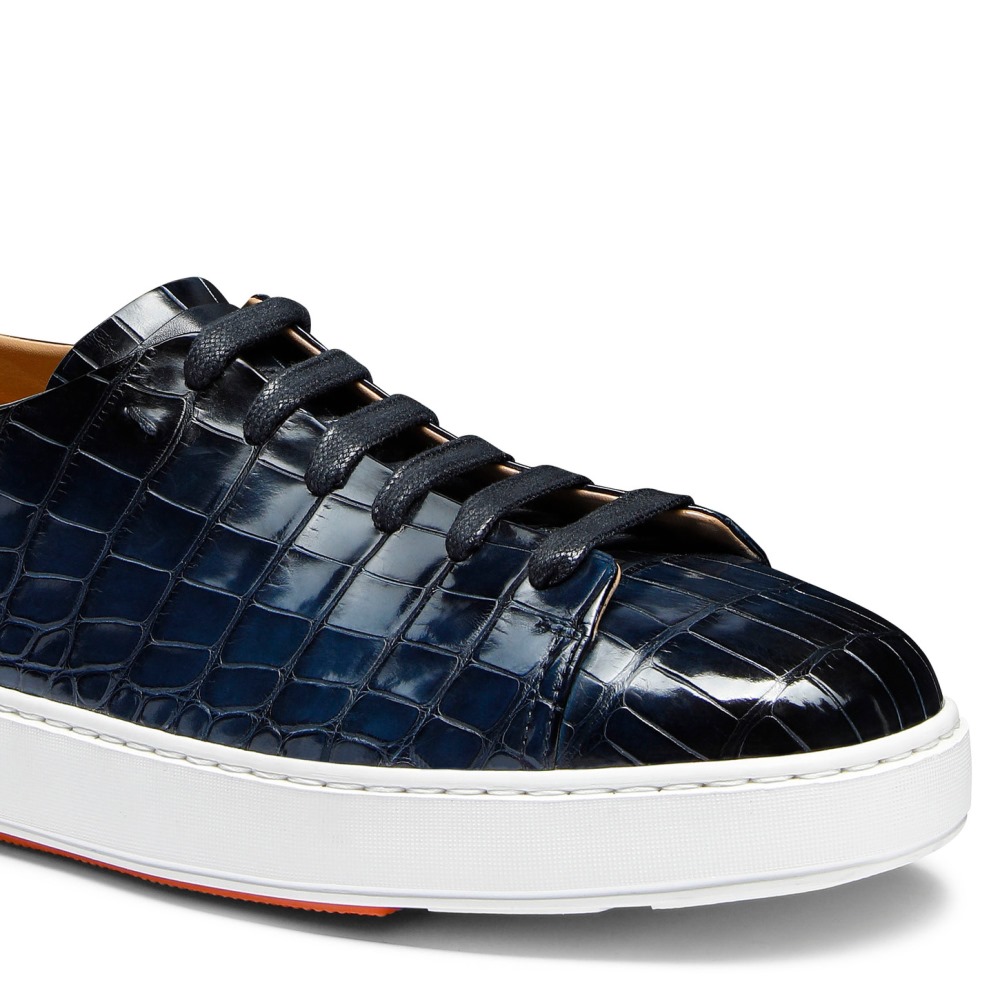 Sneaker da uomo in alligatore blu - Blu