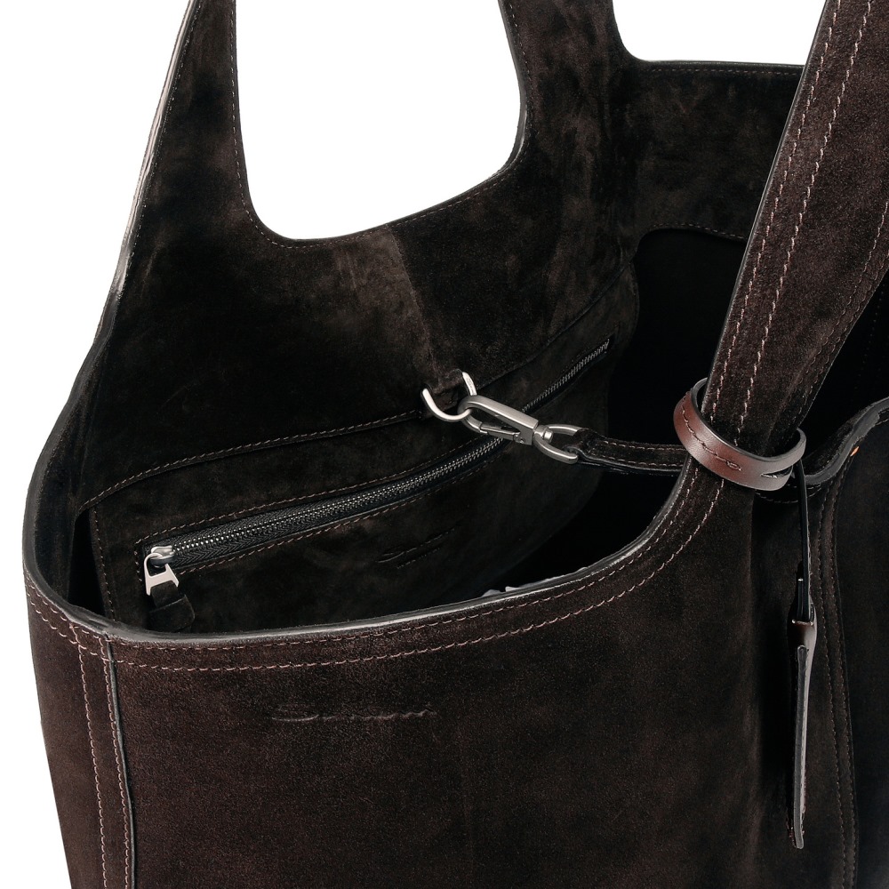 Borsa in suede testa di moro - Testa di moro