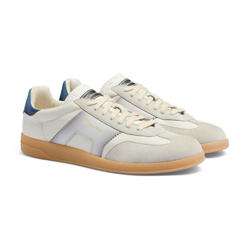 Sneaker DBS Oly da uomo in pelle e suede bianco, grigio e blu - Grigio
