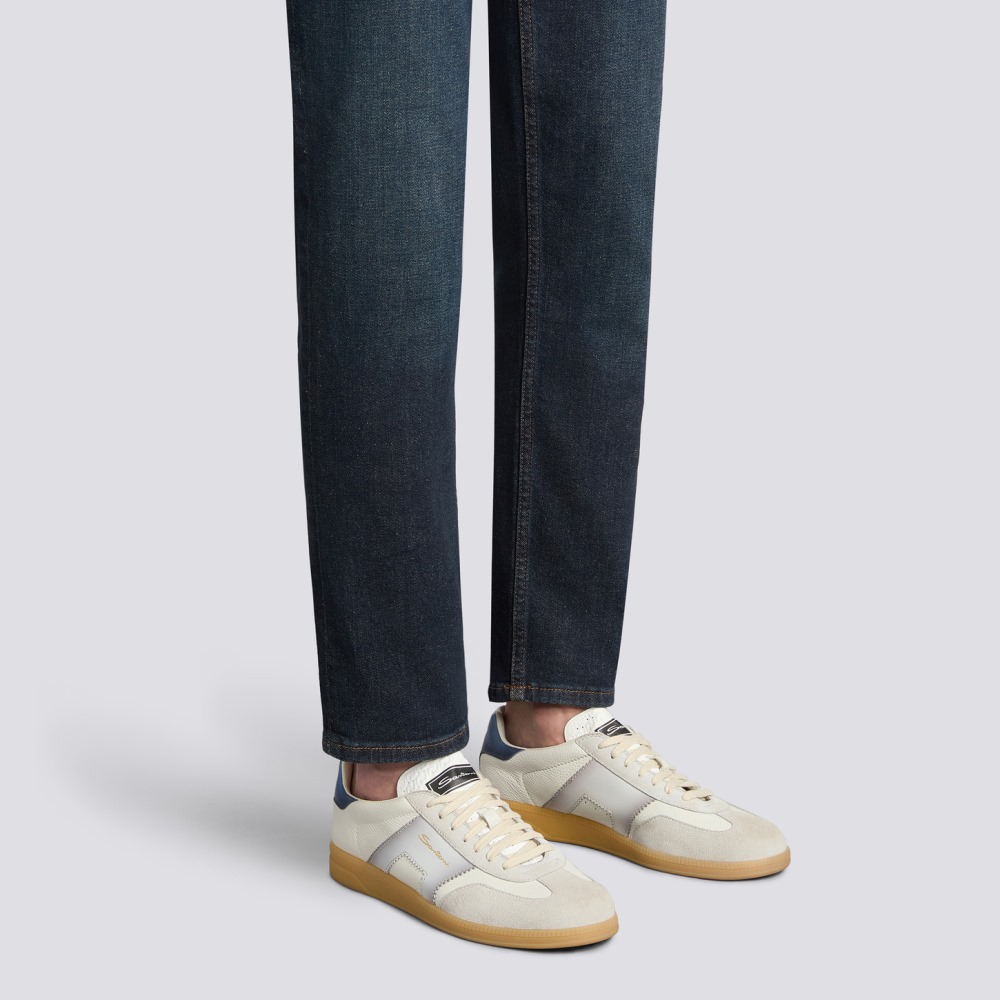 Sneaker DBS Oly da uomo in pelle e suede bianco, grigio e blu - Grigio