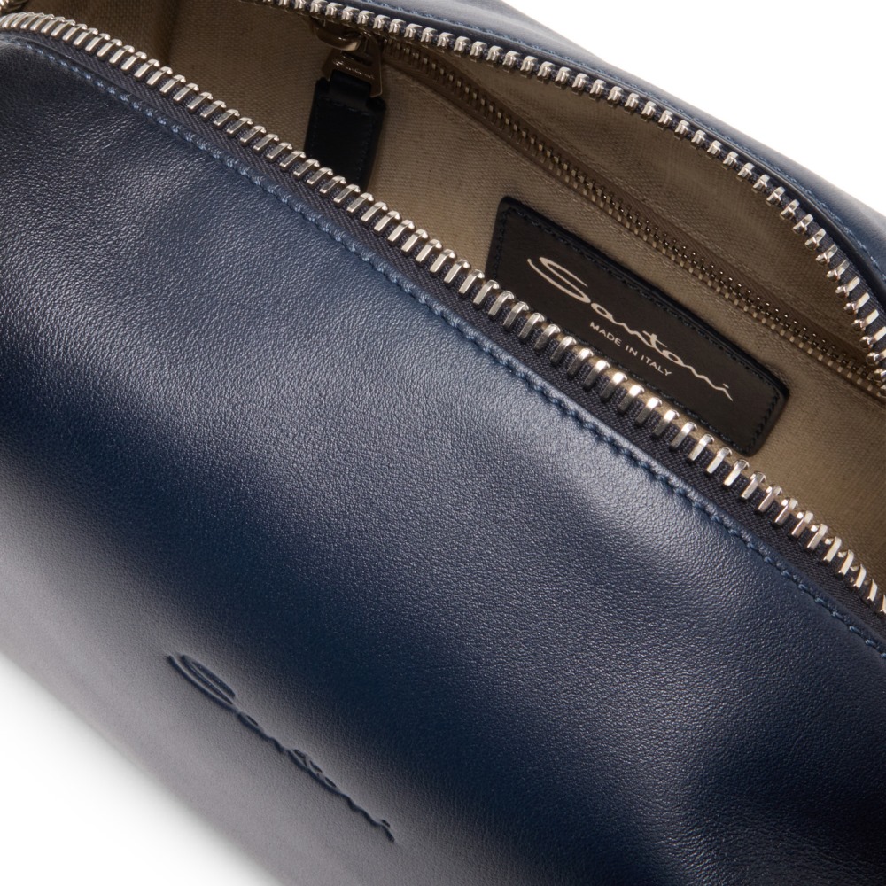 Pouch in pelle blu - Blu