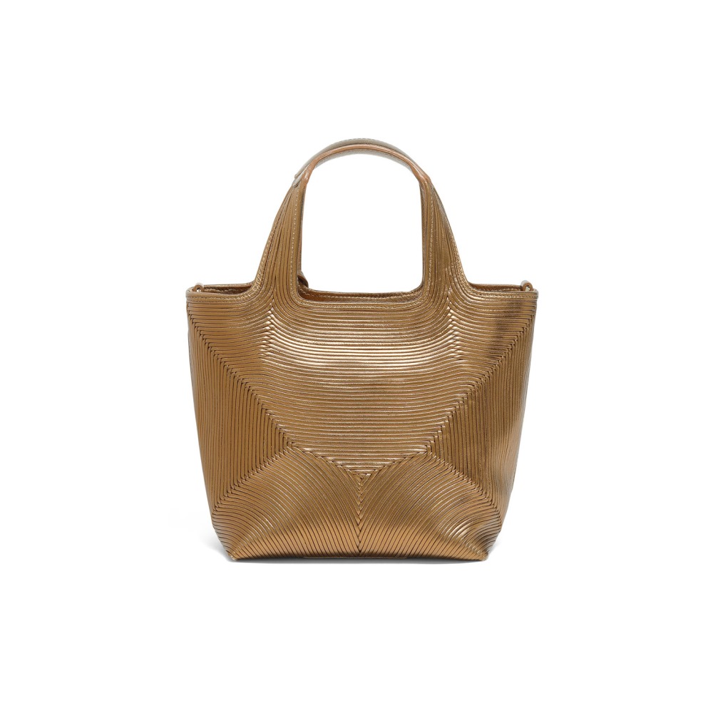 Borsa a mano in pelle laminata oro - Oro