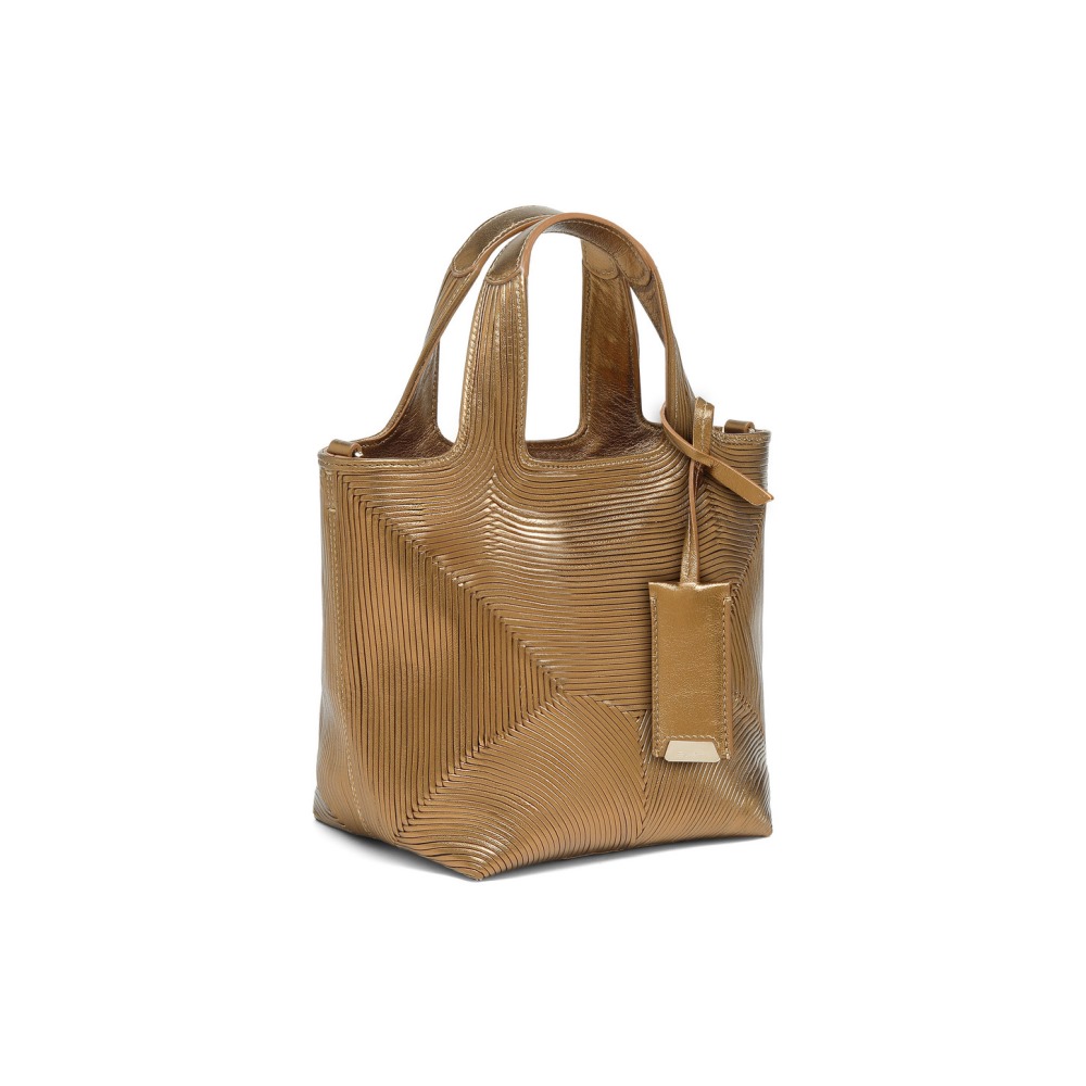 Borsa a mano in pelle laminata oro - Oro